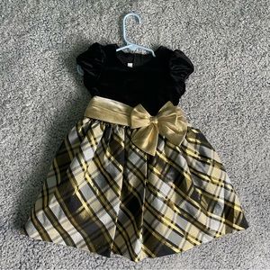 3T Bonnie Jean Black and Gold Holiday Dress